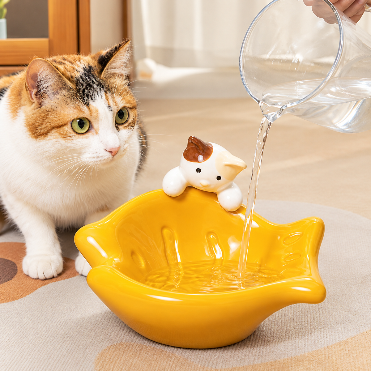Low-Profile Ceramic Cat Bowl – Angled, Anti-Tip Design