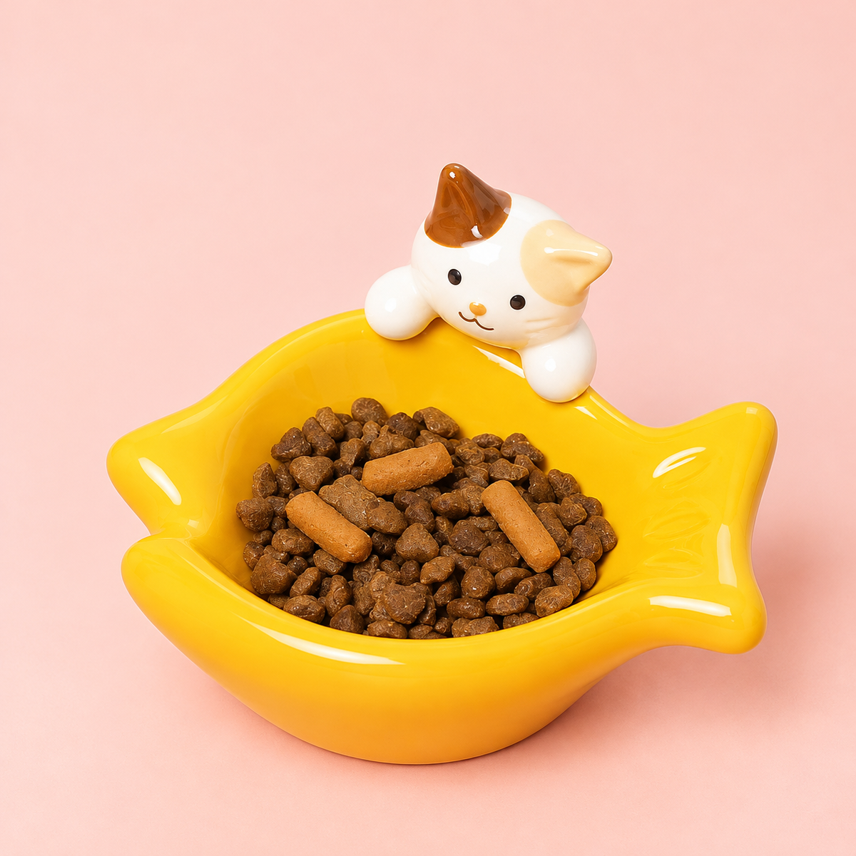 Low-Profile Ceramic Cat Bowl – Angled, Anti-Tip Design