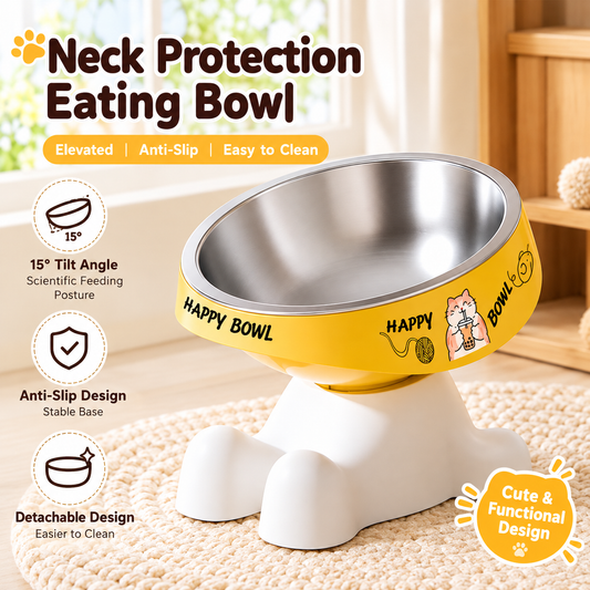 Elevated stainless steel cat feeding bowl