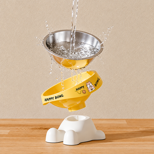 Elevated stainless steel cat feeding bowl