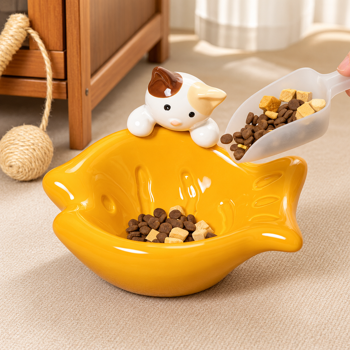 Low-Profile Ceramic Cat Bowl – Angled, Anti-Tip Design